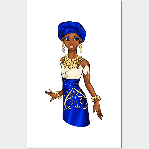 Black is Beautiful - Niger African Melanin Girl in traditional outfit Wall Art by Ebony Rose 